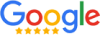 Google 5-Star Rating Graphic Google logo with five yellow stars below it, indicating a 5-star rating.