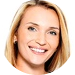 Headshot of a smiling woman with blonde hair in a circular frame.