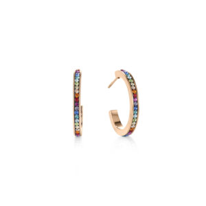 Hoop rose gold and multicolour crystal pave earrings