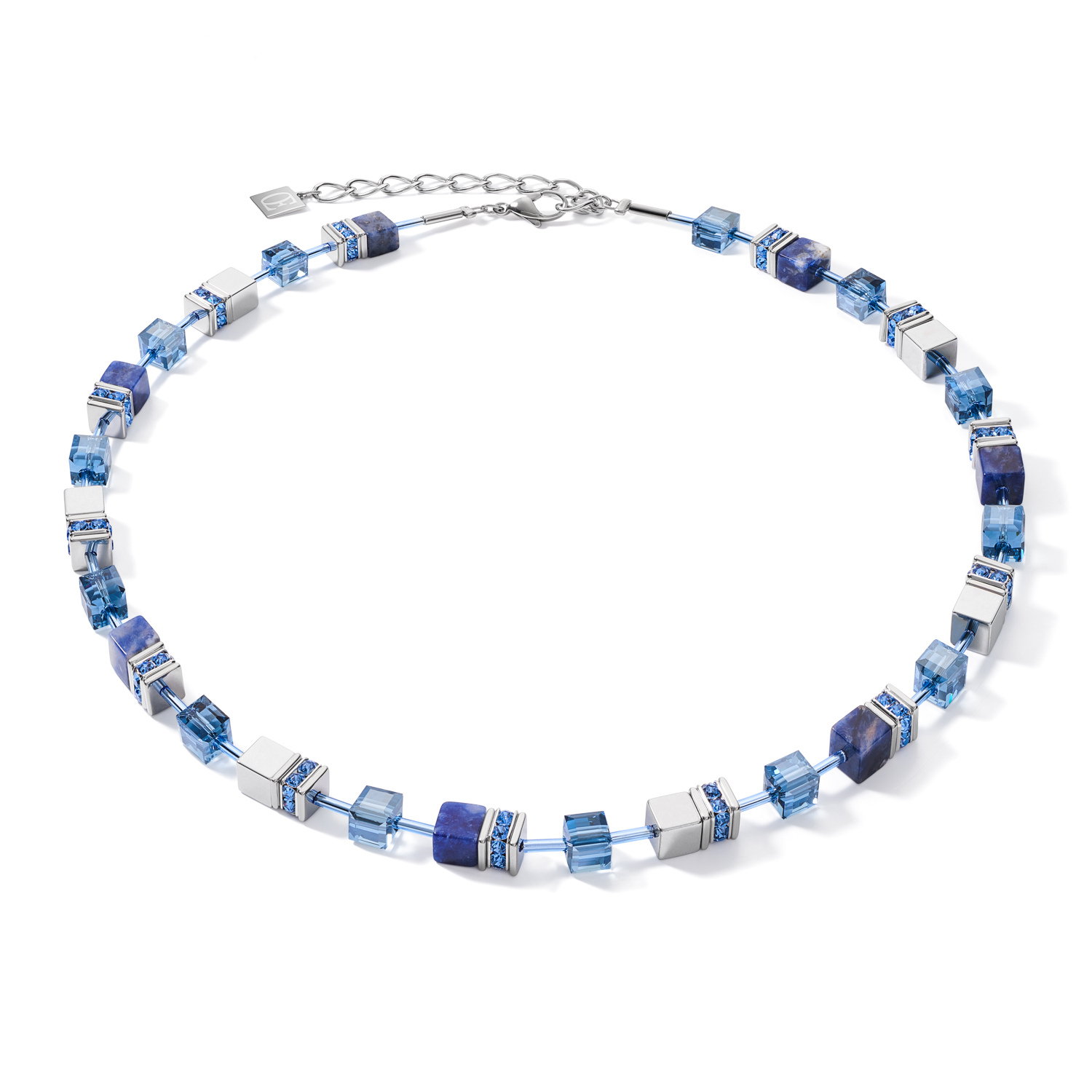 Geocube hematite and blue sodalite necklace