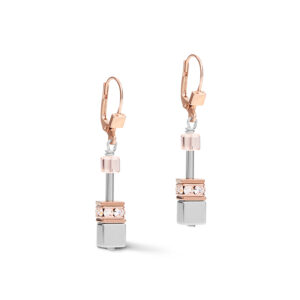 Geocube agate and blush champagne earrings