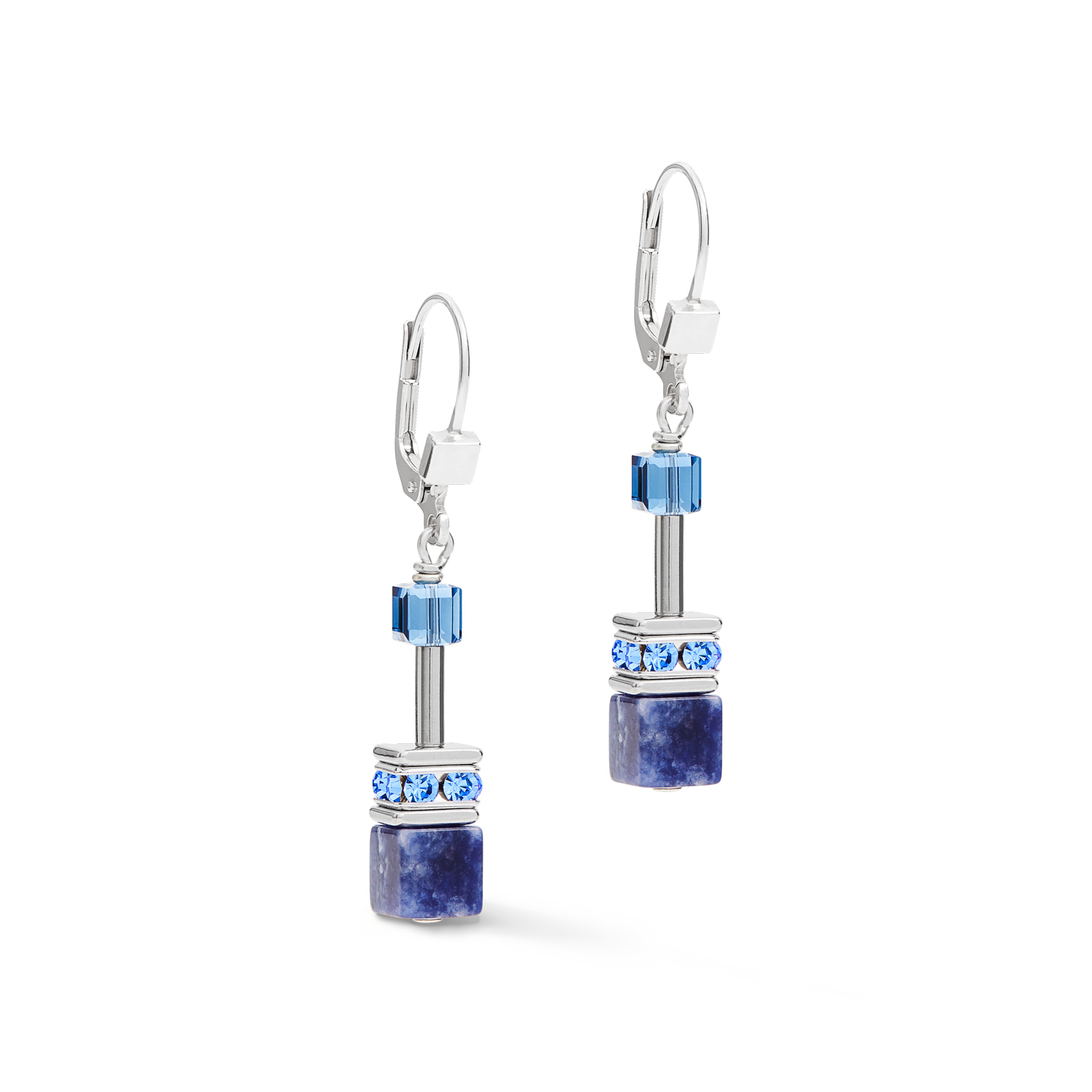 Geocube hematite and blue sodalite earrings