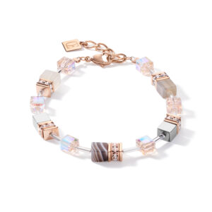 Geocube agate and blush champagne bracelet