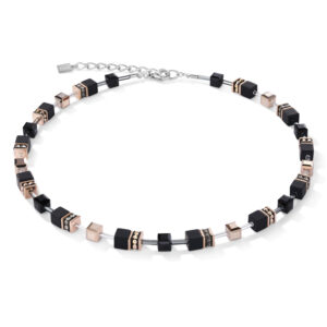 Geocube rose gold and onyx necklace