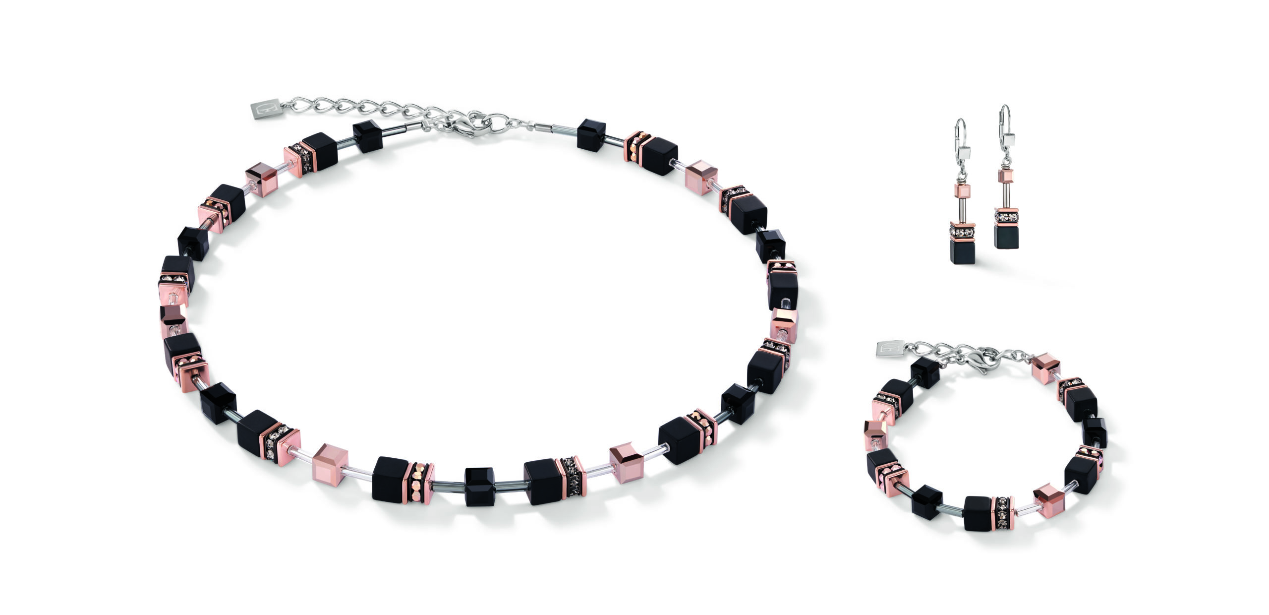 Geocube rose gold and onyx necklace - Image 2