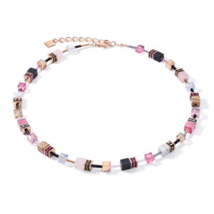 Geocube dreamy pink and rose quartz necklace