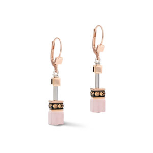 Geocube dreamy pink and rose quartz earrings