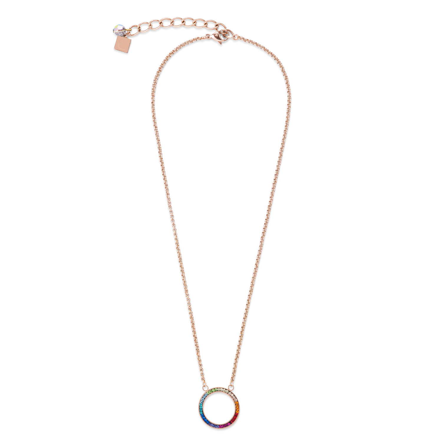 Hoop rose gold and multicolour crystal pave earrings - Image 4