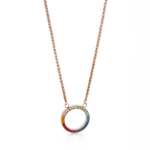 Crystal multi coloured circle pendant necklace