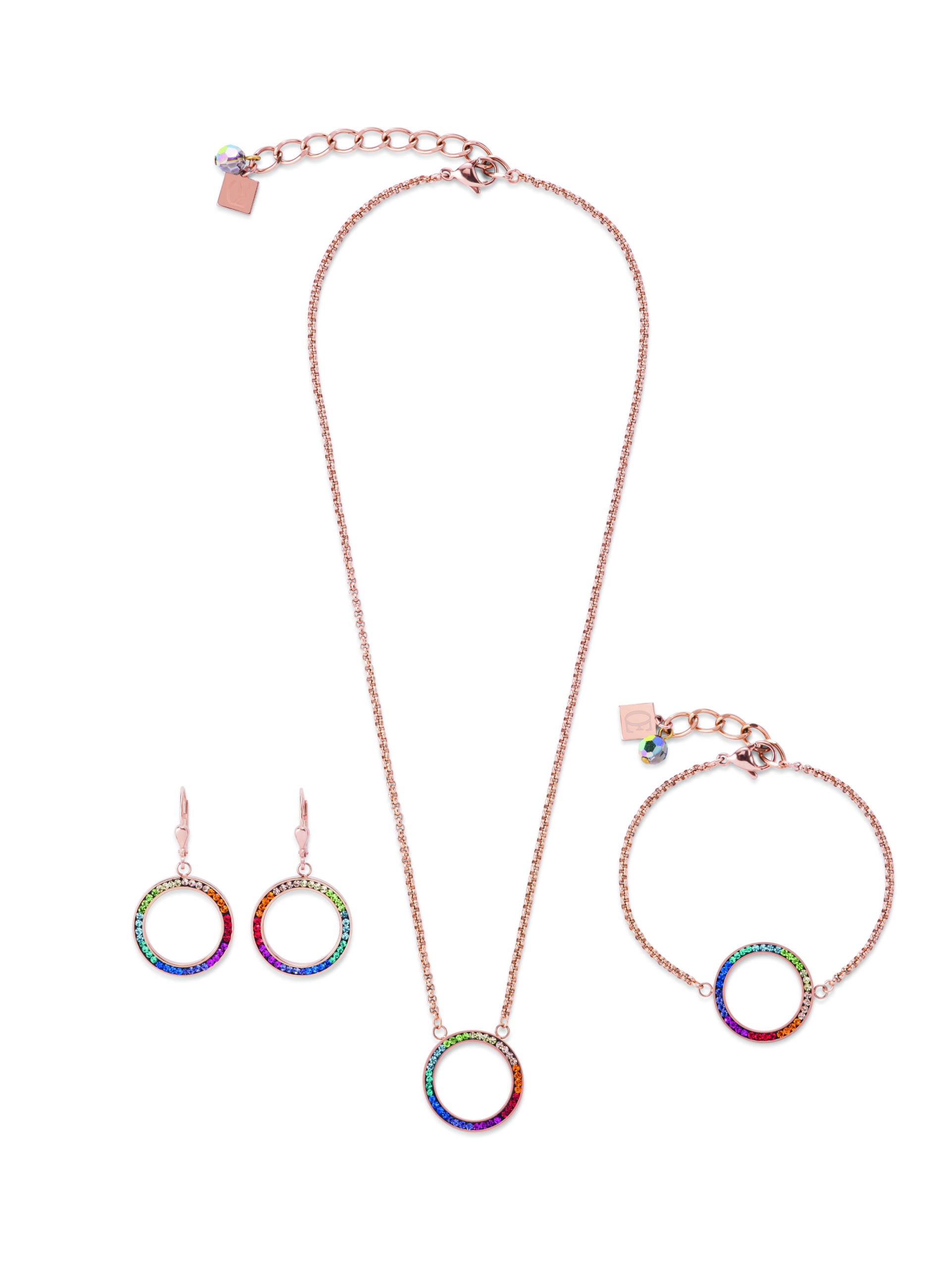 Crystal multi coloured circle pendant bracelet - Image 2