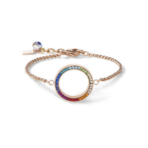 Crystal multi coloured circle pendant bracelet