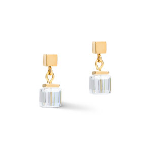 Geocube aurora borealis, grey and gold earrings