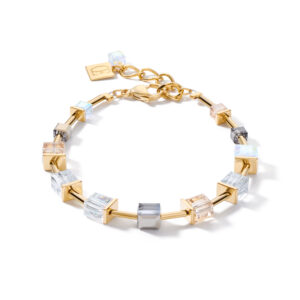 Geocube aurora borealis, grey and gold bracelet