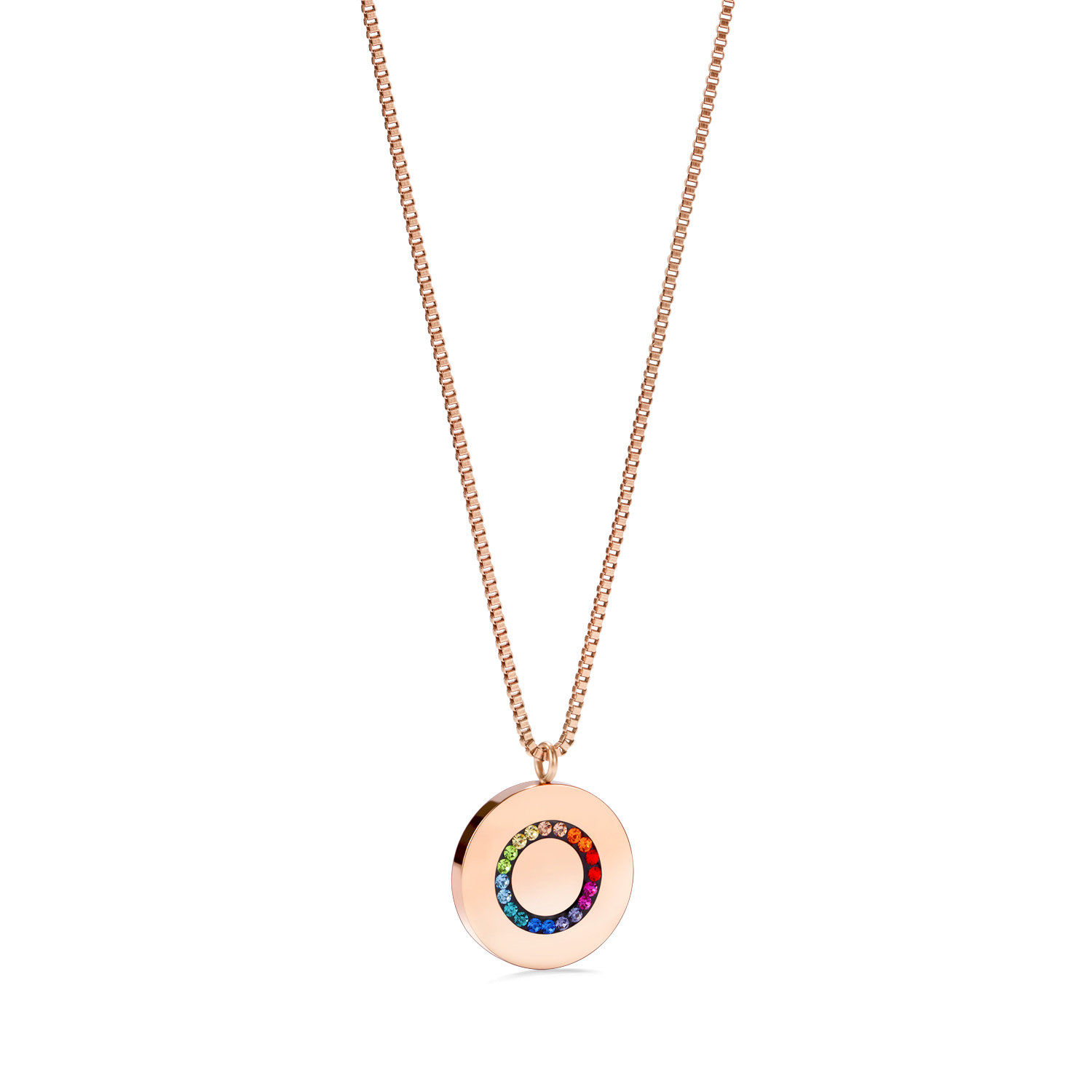 Hoop rose gold and multicolour crystal pave earrings - Image 2