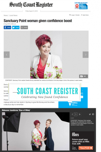 South Coast Register – Celebrating Newfound Confidence with a Style Makeover A screenshot of a South Coast Register article titled
